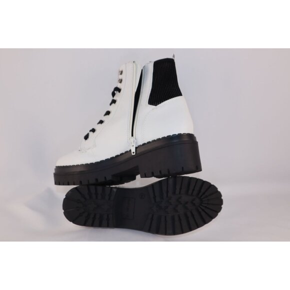 Indigo Rd Boots wilder women's combat white Faux leather lace-up chunky Size 9 - Picture 2 of 4
